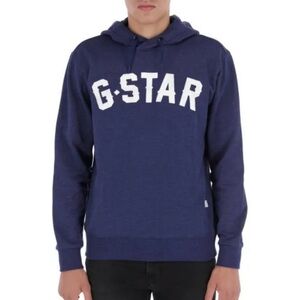 G-Star Men's Navy Hoodie with White Logo
